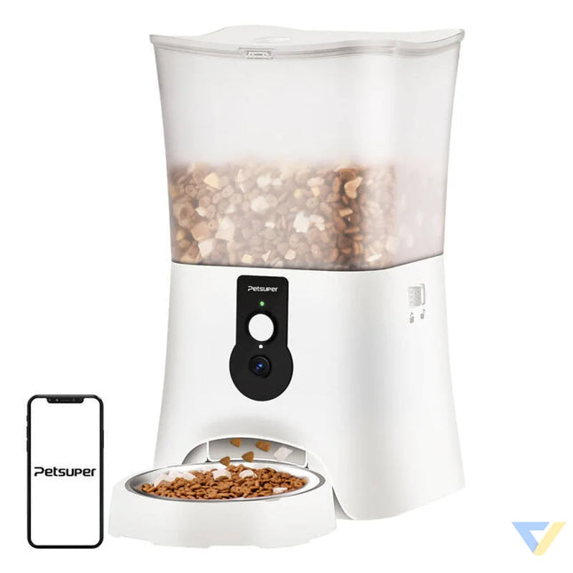 Smart food dispenser with camera Petsuper PF01 2 WiFi 5L (white) Bowls