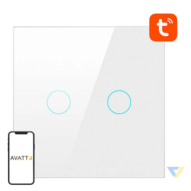 Smart Light Switch ZigBee Avatto LZTS02 EU W2 2 Way No Neutral TUYA (white) Switches