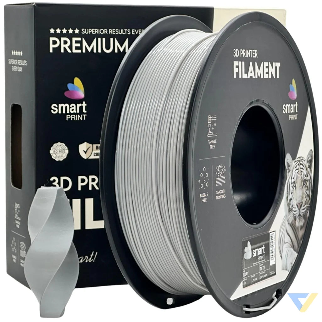 Smart Print PETG blends ABS strength with PLA ease. Slightly flexible and highly durable, it resists moisture and chemicals. Special inhibitors enhance strength and color. Ideal for outdoor and functional prints.