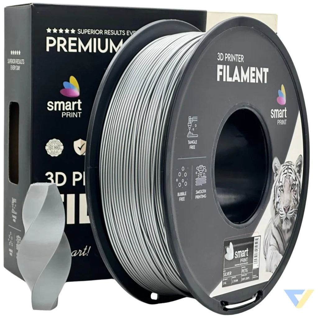 Smart Print PETG blends ABS strength with PLA ease. Slightly flexible and highly durable, it resists moisture and chemicals. Special inhibitors enhance strength and color. Ideal for outdoor and functional prints.