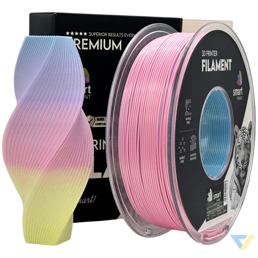 Smart Print Silk PLA offers a glossy, silk-like finish for eye-catching results. Special inhibitors enhance durability and color depth. Ideal for decorative models, art pieces, and display prints.