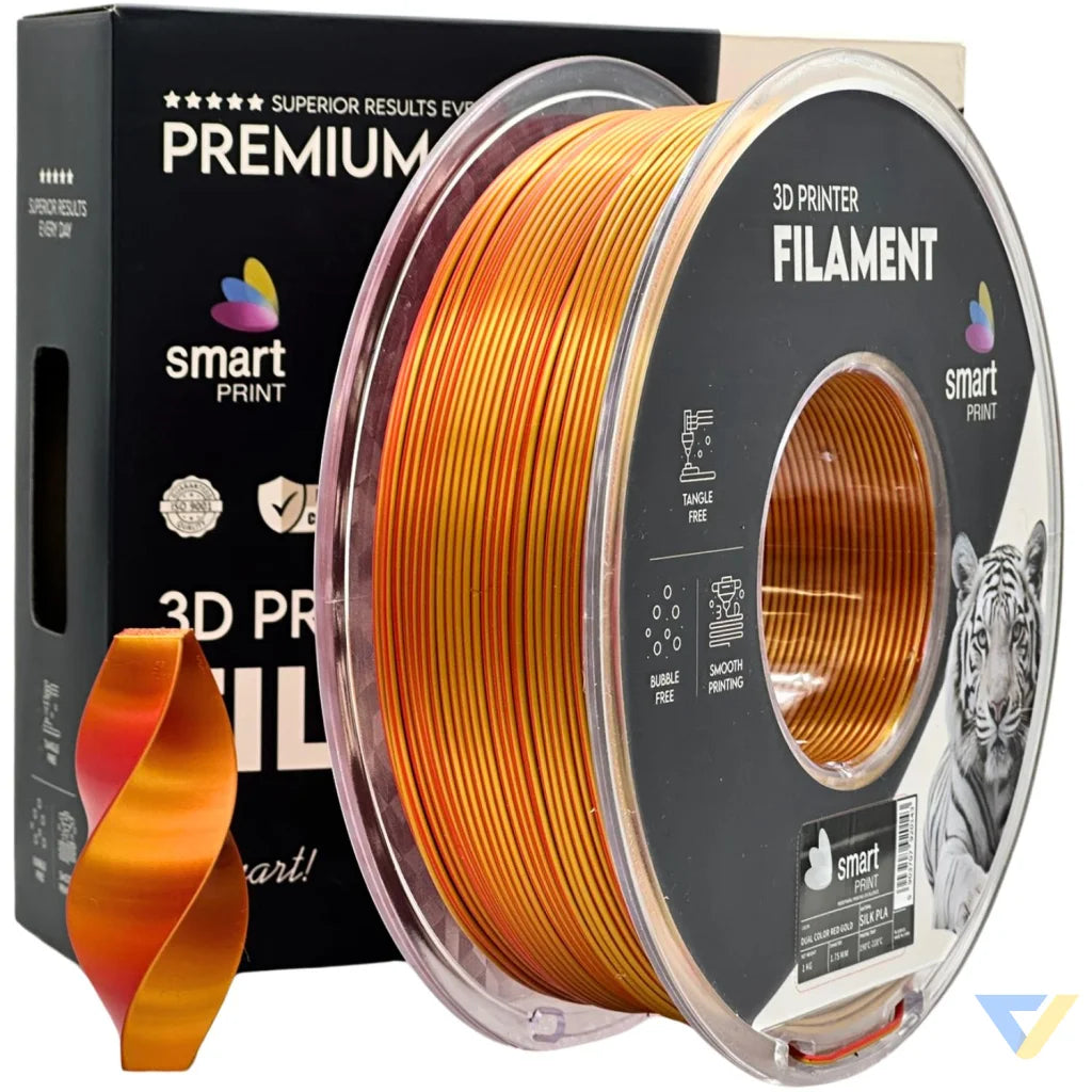 Smart Print Silk PLA offers a glossy, silk-like finish for eye-catching results. Special inhibitors enhance durability and color depth. Ideal for decorative models, art pieces, and display prints.