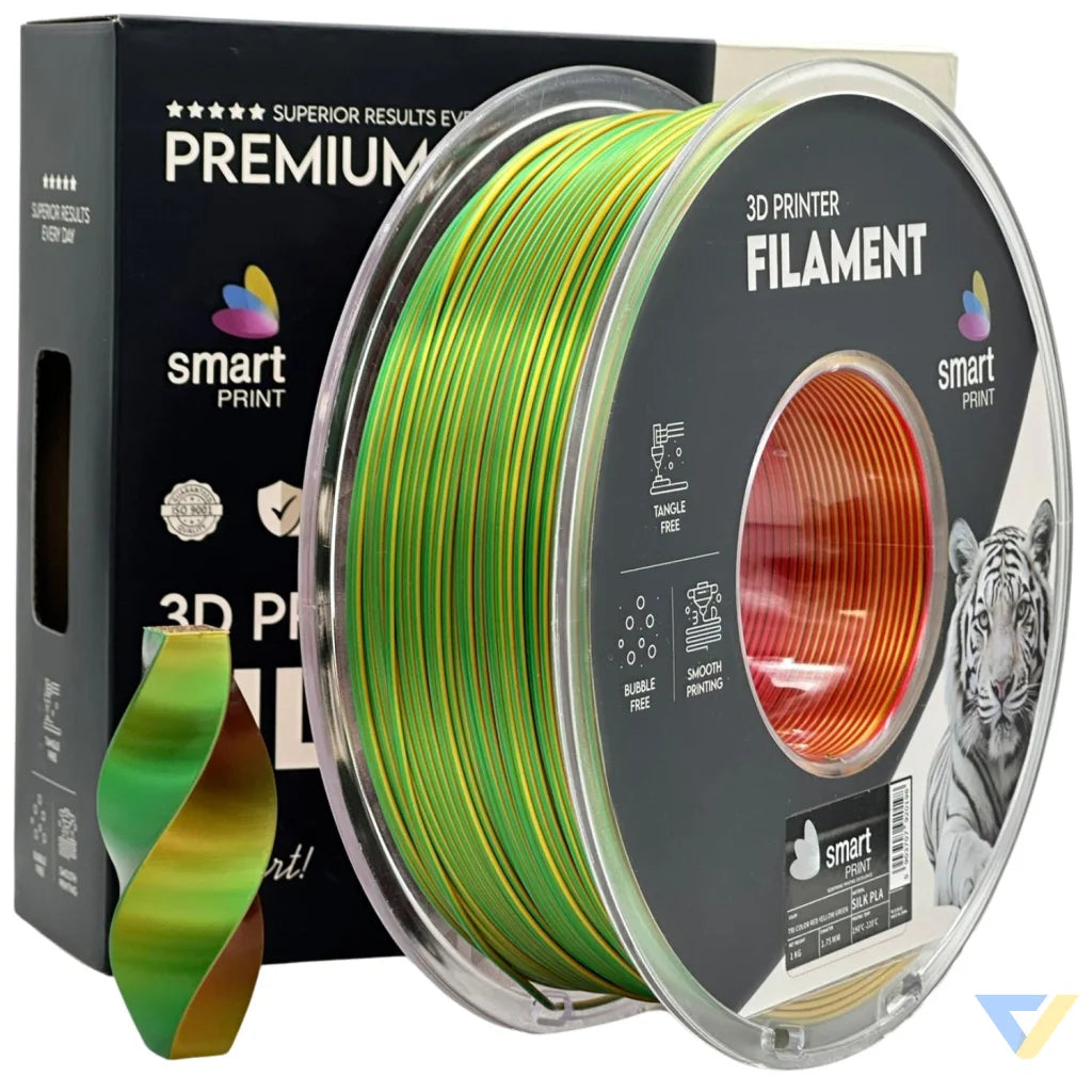 Smart Print Silk PLA offers a glossy, silk-like finish for eye-catching results. Special inhibitors enhance durability and color depth. Ideal for decorative models, art pieces, and display prints.