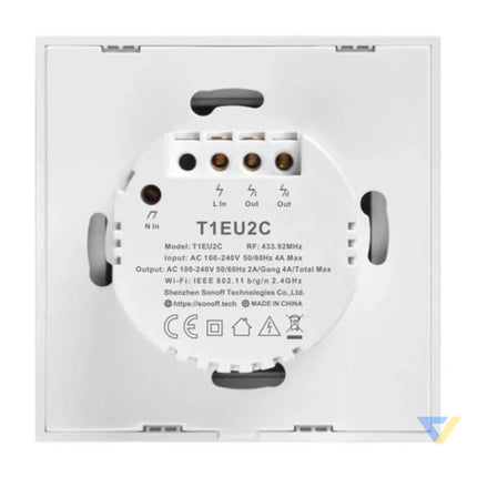 Smart Switch WiFi + RF 433 Sonoff T1 EU TX (2 channel) Switches