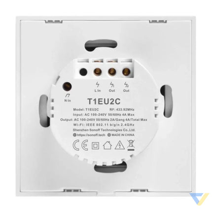 Smart Switch WiFi + RF 433 Sonoff T1 EU TX (2 channel) Switches