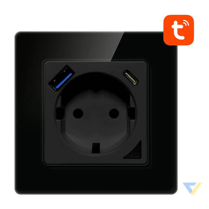 Smart WiFi Wall Socket Avatto N WOT10 USB B TUYA USB USB C (black) Power plugs