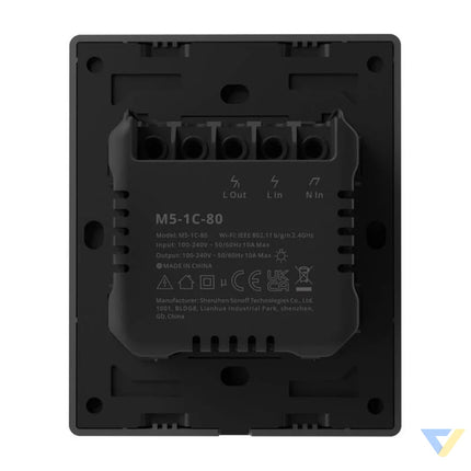 Smart WiFi wall switch SONOFF M5 1C 80 (1 channel for frame graphite) Switches