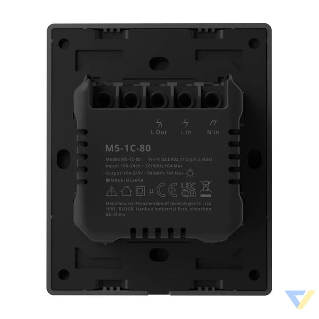 Smart WiFi wall switch SONOFF M5 1C 80 (1 channel for frame graphite) Switches