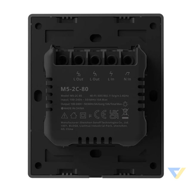 Smart WiFi wall switch SONOFF M5 2C 80 (2 channel for frame graphite) Switches