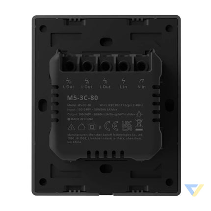 Smart WiFi wall switch SONOFF M5 3C 80 (3 channel for frame graphite) Switches