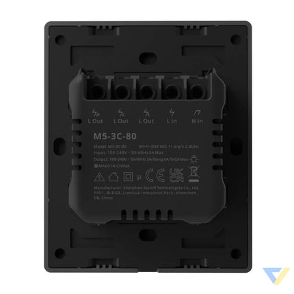 Smart WiFi wall switch SONOFF M5 3C 80 (3 channel for frame graphite) Switches