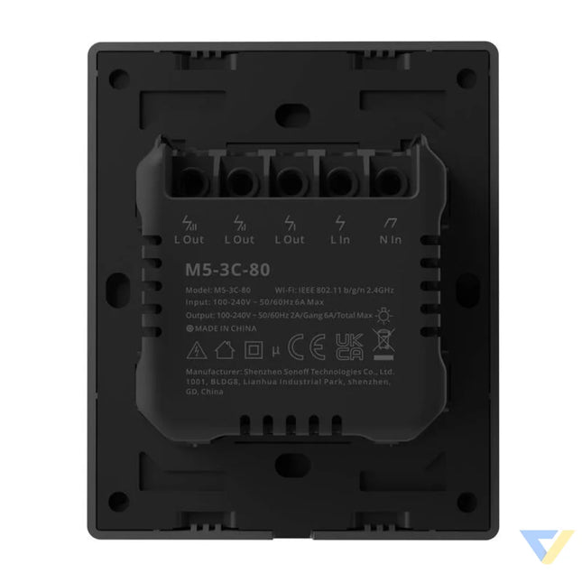 Smart WiFi wall switch SONOFF M5 3C 80 (3 channel for frame graphite) Switches