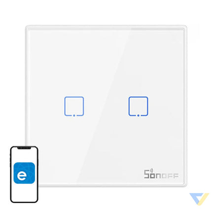 Smart Wireless Wall Switch Sonoff T2EU2C RF 433MHz (2 channel) Switches
