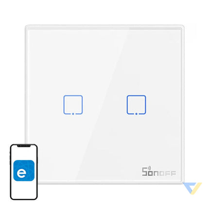 Smart Wireless Wall Switch Sonoff T2EU2C RF 433MHz (2 channel) Switches
