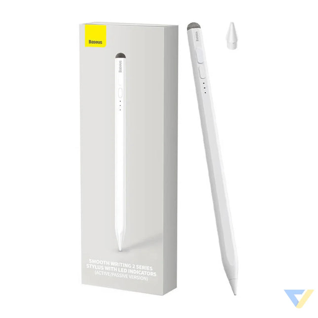 Smooth Writing Stylus with LED Indicators (Active + Passive) White Tablet styluses