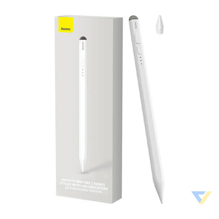 Smooth Writing Stylus with LED Indicators (Active + Passive) White Tablet styluses