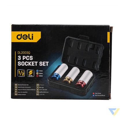 Socket Set Deli Tools EDL2003Q 17 21mm Construction tools