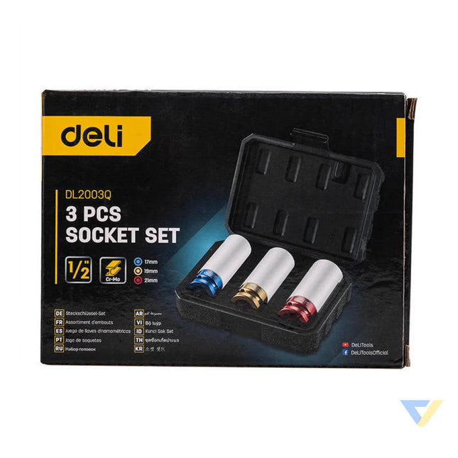 Socket Set Deli Tools EDL2003Q 17 21mm Construction tools