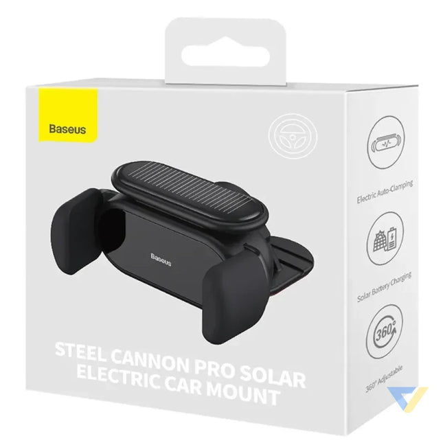 Solar Electric Car Phone Holder Baseus Steel Cannon Pro (Black) Phone holders