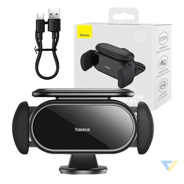 Solar Electric Car Phone Holder Baseus Steel Cannon Pro (Black) Phone holders