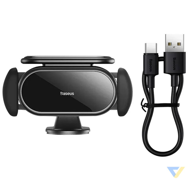 Solar Electric Car Phone Holder Baseus Steel Cannon Pro (Black) Phone holders