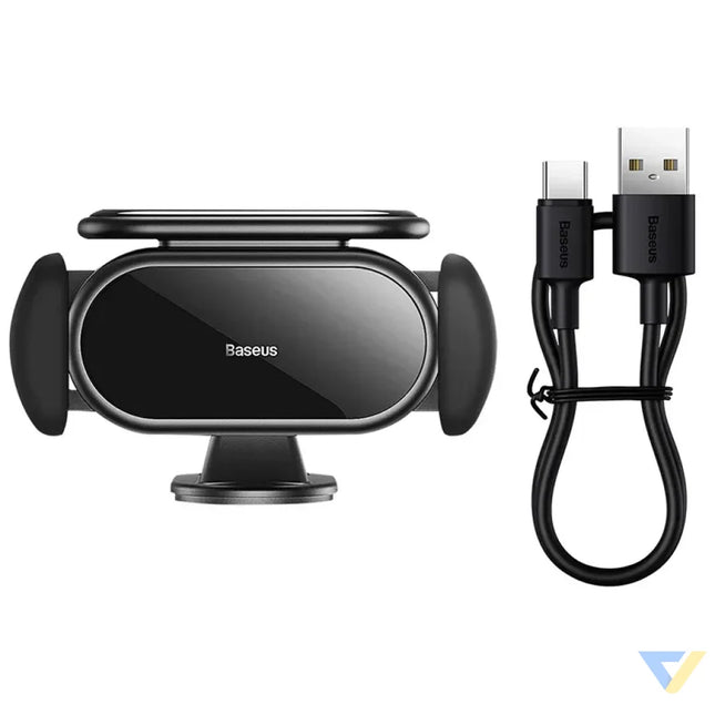 Solar Electric Car Phone Holder Baseus Steel Cannon Pro (Black) Phone holders