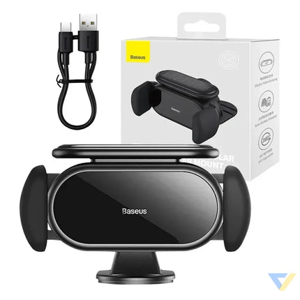 Solar Electric Car Phone Holder Baseus Steel Cannon Pro (Black) Phone holders