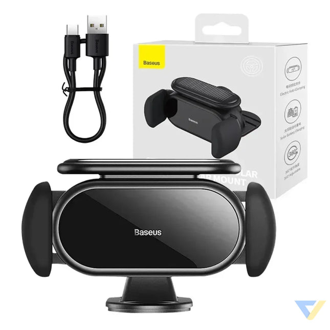 Solar Electric Car Phone Holder Baseus Steel Cannon Pro (Black) Phone holders
