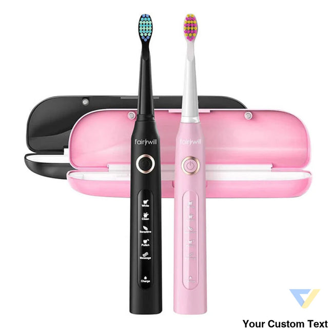 Sonic toothbrushes with head set and case FairyWill FW 507 (Black and pink) Sonic toothbrushes