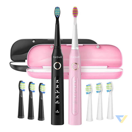 Sonic toothbrushes with head set and case FairyWill FW 507 (Black and pink) Sonic toothbrushes