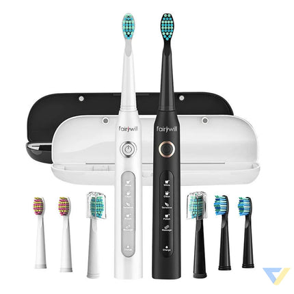 Sonic toothbrushes with head set and case FairyWill FW 507 (Black and white) Sonic toothbrushes