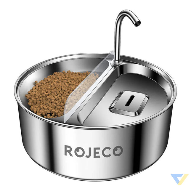 Stainless Steel Pet Water fountain & Feeder 2in1 3.2l Rojeco Water dispensers