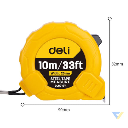 Steel Measuring Tape 10m/25mm Deli Tools EDL9010Y (yellow) Measuring tools