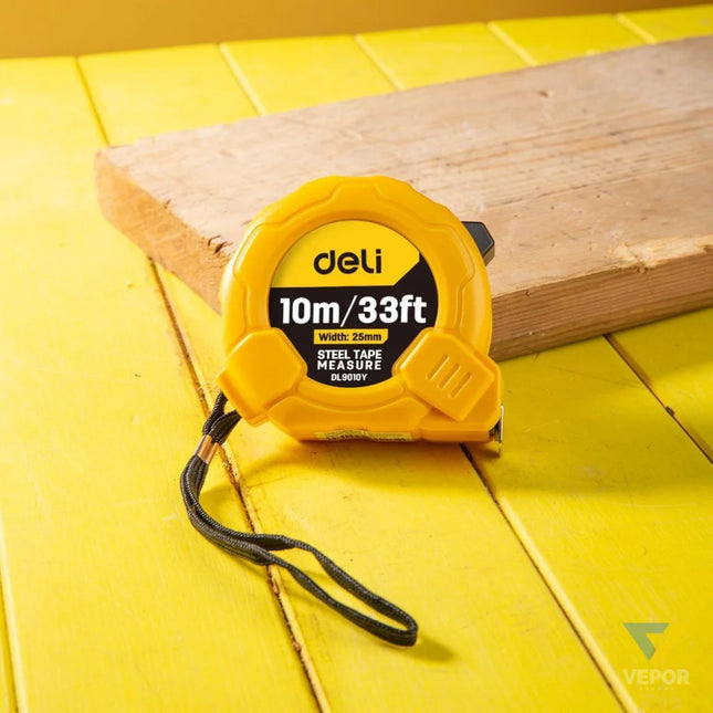 Steel Measuring Tape 10m/25mm Deli Tools EDL9010Y (yellow) Measuring tools