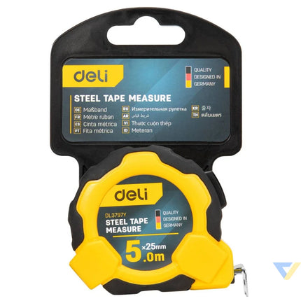 Steel Measuring Tape 5m/25mm Deli Tools EDL3797Y(yellow) Measuring tools