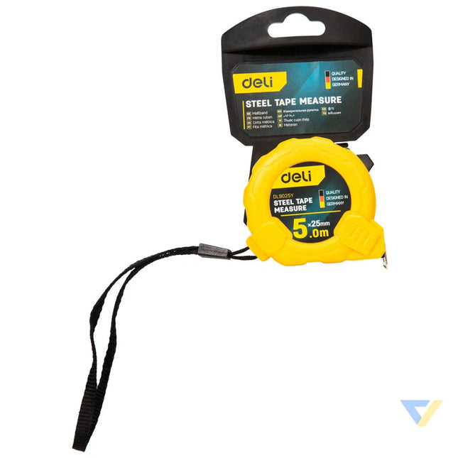 Steel Measuring Tape 5m/25mm Deli Tools EDL9025Y (yellow) Measuring tools