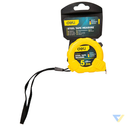 Steel Measuring Tape 5m/25mm Deli Tools EDL9025Y (yellow) Measuring tools