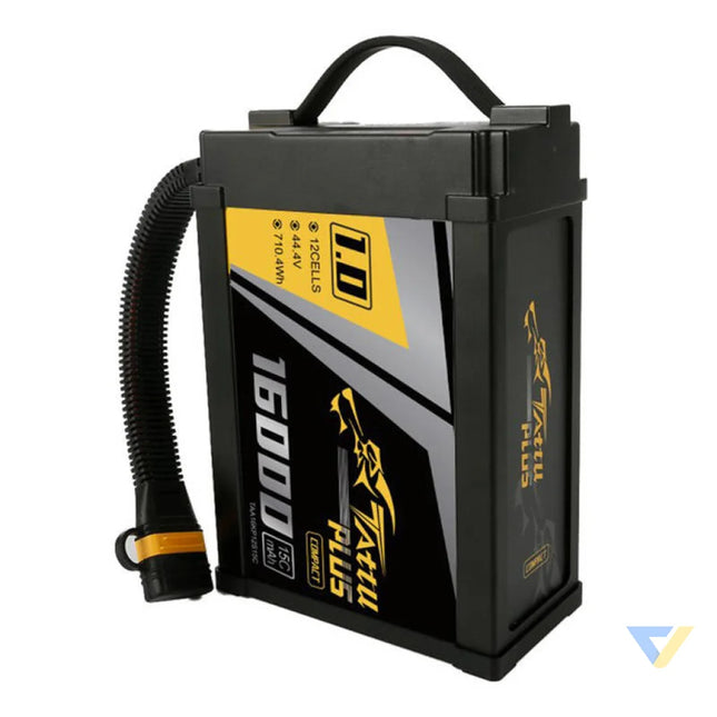 Tattu Plus 1.0 Compact version 16000mAh 12S 15C 44.4V Lipo battery pack with AS150U Plug Lithium and NiMH