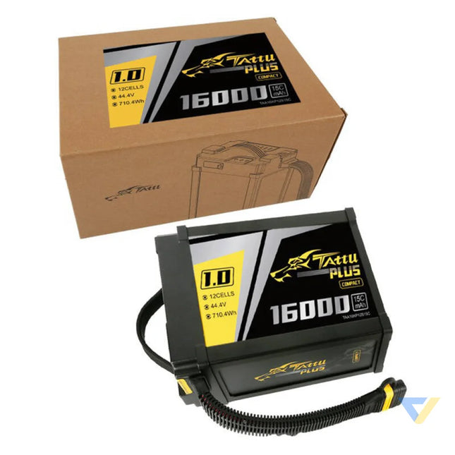 Tattu Plus 1.0 Compact version 16000mAh 12S 15C 44.4V Lipo battery pack with AS150U Plug Lithium and NiMH