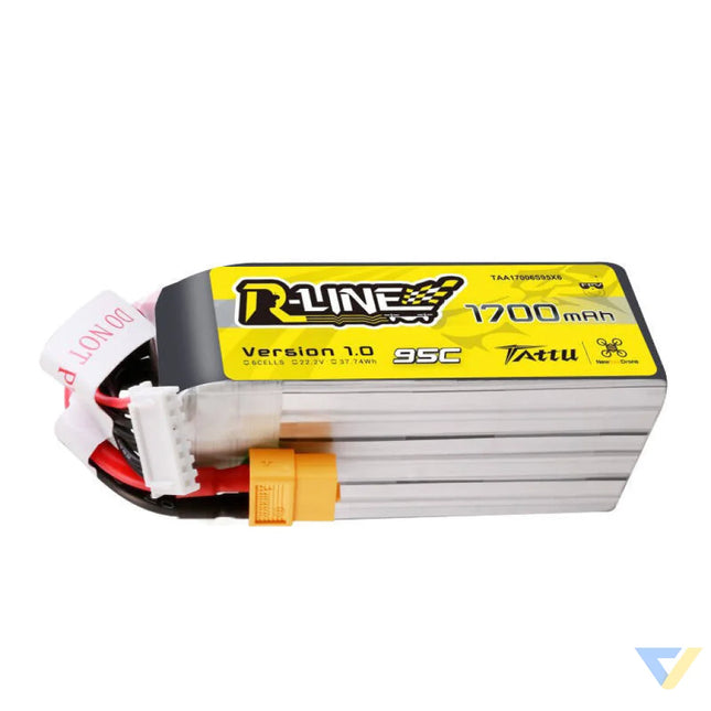 Tattu R Line 22.2V 1700mAh 6S 95C Lipo Battery with XT60 Plug Lithium and NiMH