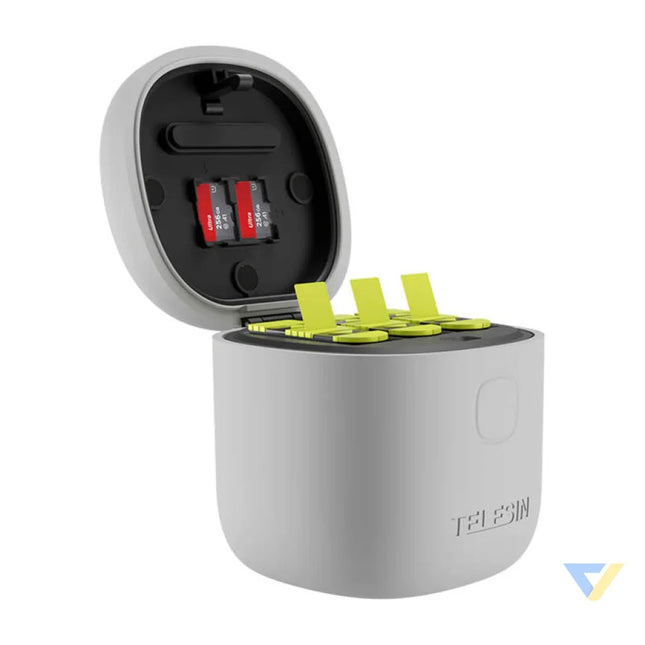 Telesin Allin box triple channel charger + 3 batteries for GoPro Hero 12 / 11 / 10 / 9 (yellow) For sports cameras