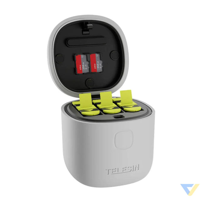 Telesin Allin box triple channel charger + 3 batteries for GoPro Hero 12 / 11 / 10 / 9 (yellow) For sports cameras