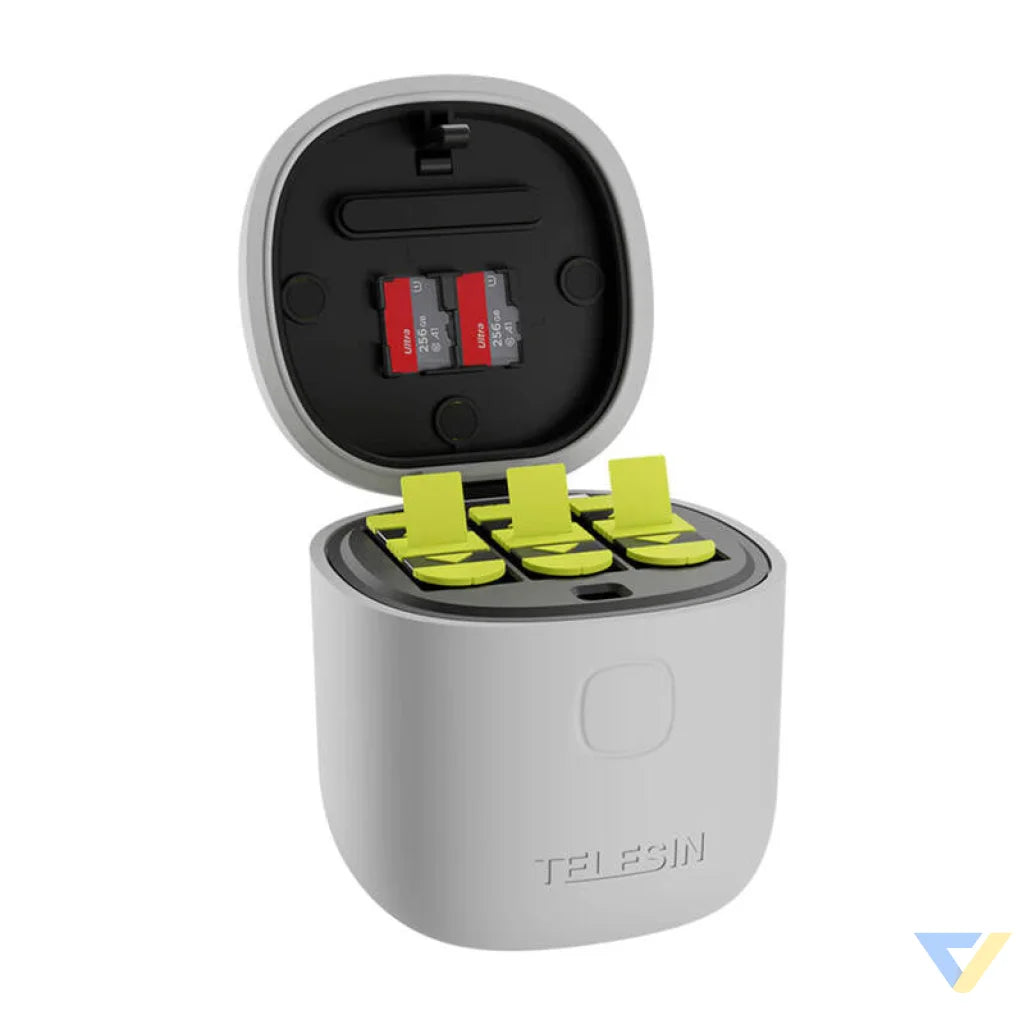 Telesin Allin box triple channel charger + 3 batteries for GoPro Hero 12 / 11 / 10 / 9 (yellow) For sports cameras