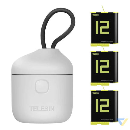 Telesin Allin box triple channel charger + 3 batteries for GoPro Hero 12 / 11 / 10 / 9 (yellow) For sports cameras