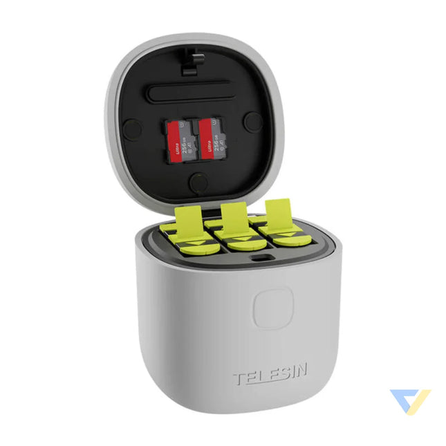 Telesin Allin box triple channel charger + 3 batteries for GoPro Hero 12 / 11 / 10 / 9 (yellow) For sports cameras