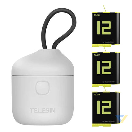 Telesin Allin box triple channel charger + 3 batteries for GoPro Hero 12 / 11 / 10 / 9 (yellow) For sports cameras