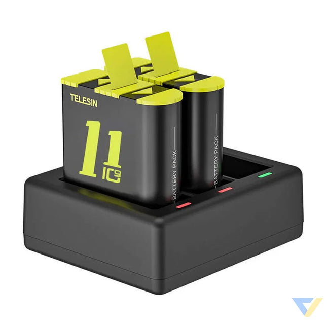 Telesin three channel charger + 2 batteries for GoPro Hero 9 / 10 / 11 / 12 (GP BTR 903 B) For sports cameras