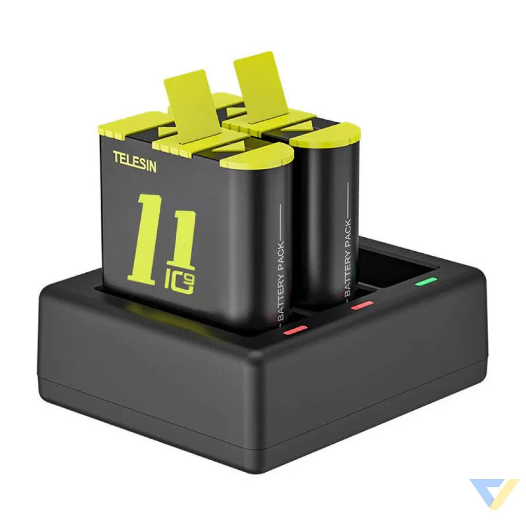 Telesin three channel charger + 2 batteries for GoPro Hero 9 / 10 / 11 / 12 (GP BTR 903 B) For sports cameras