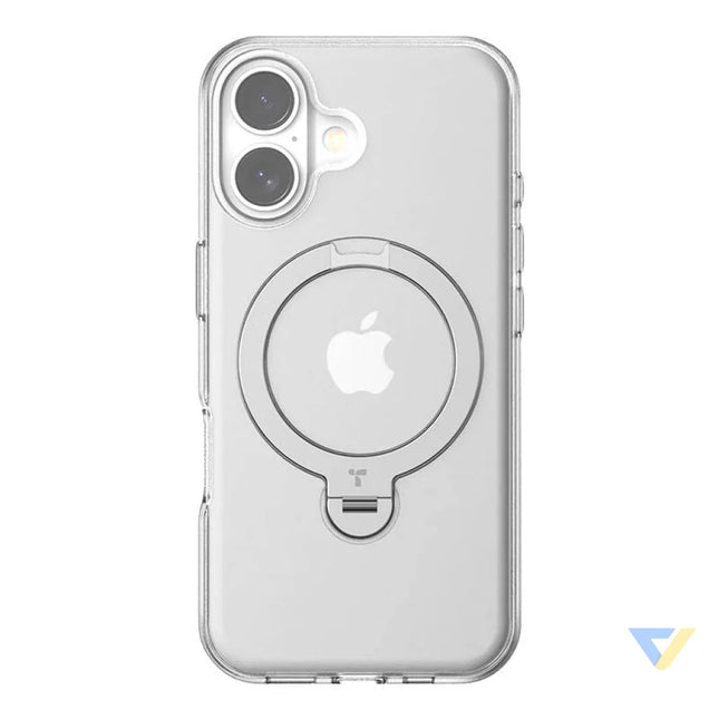 Torras Ostand Spin Case for iPhone 16 Plus (Transparent) Protective cases for smartphones