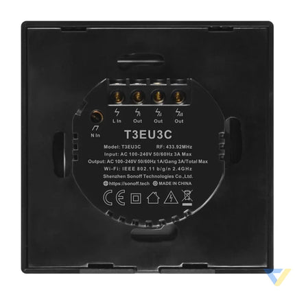 Touch light switch WiFi + RF 433 Sonoff T3 EU TX (2 channel) Switches